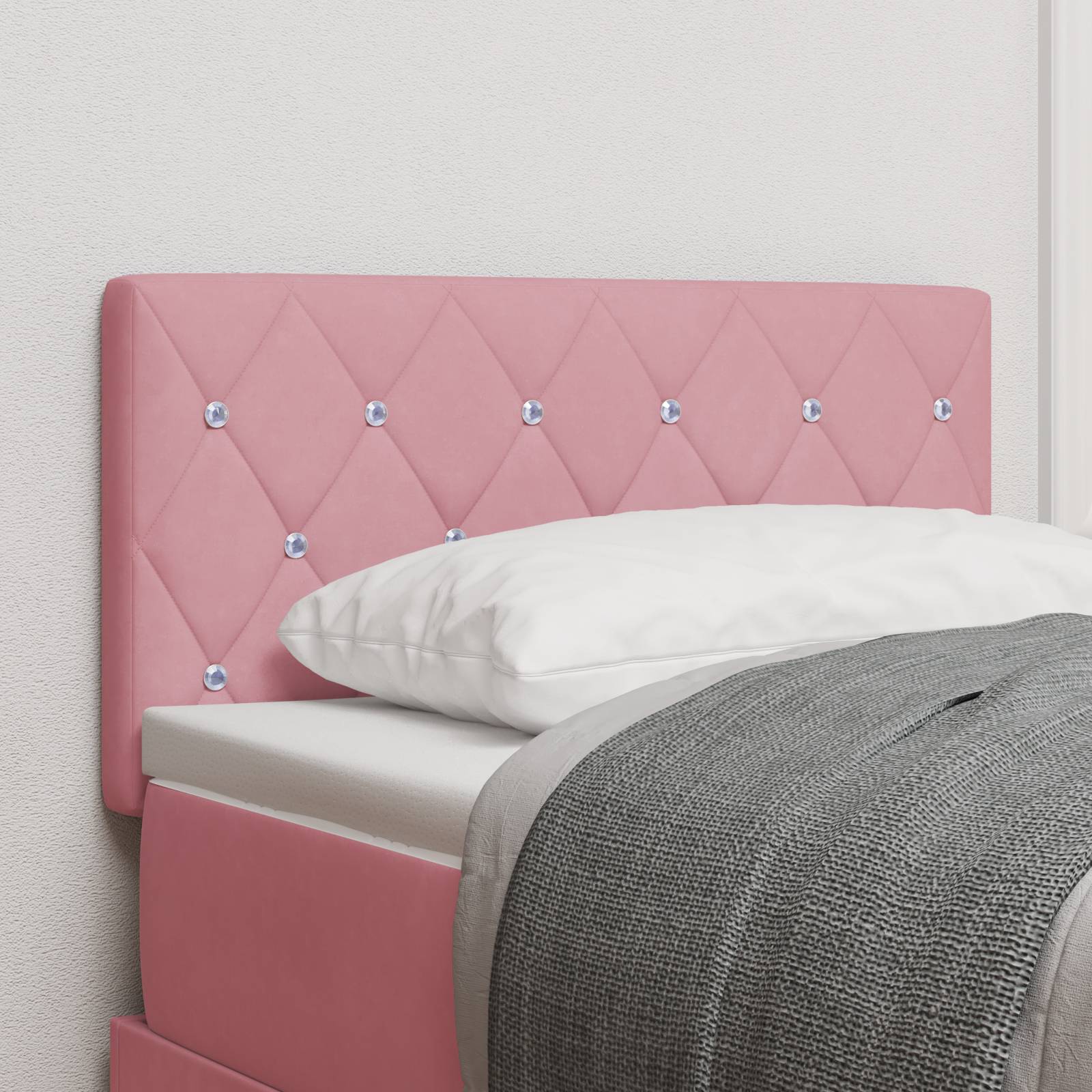 vidaXL LED Kopfteil Kristallknopf-Tufted Rosa 80 cm Samt