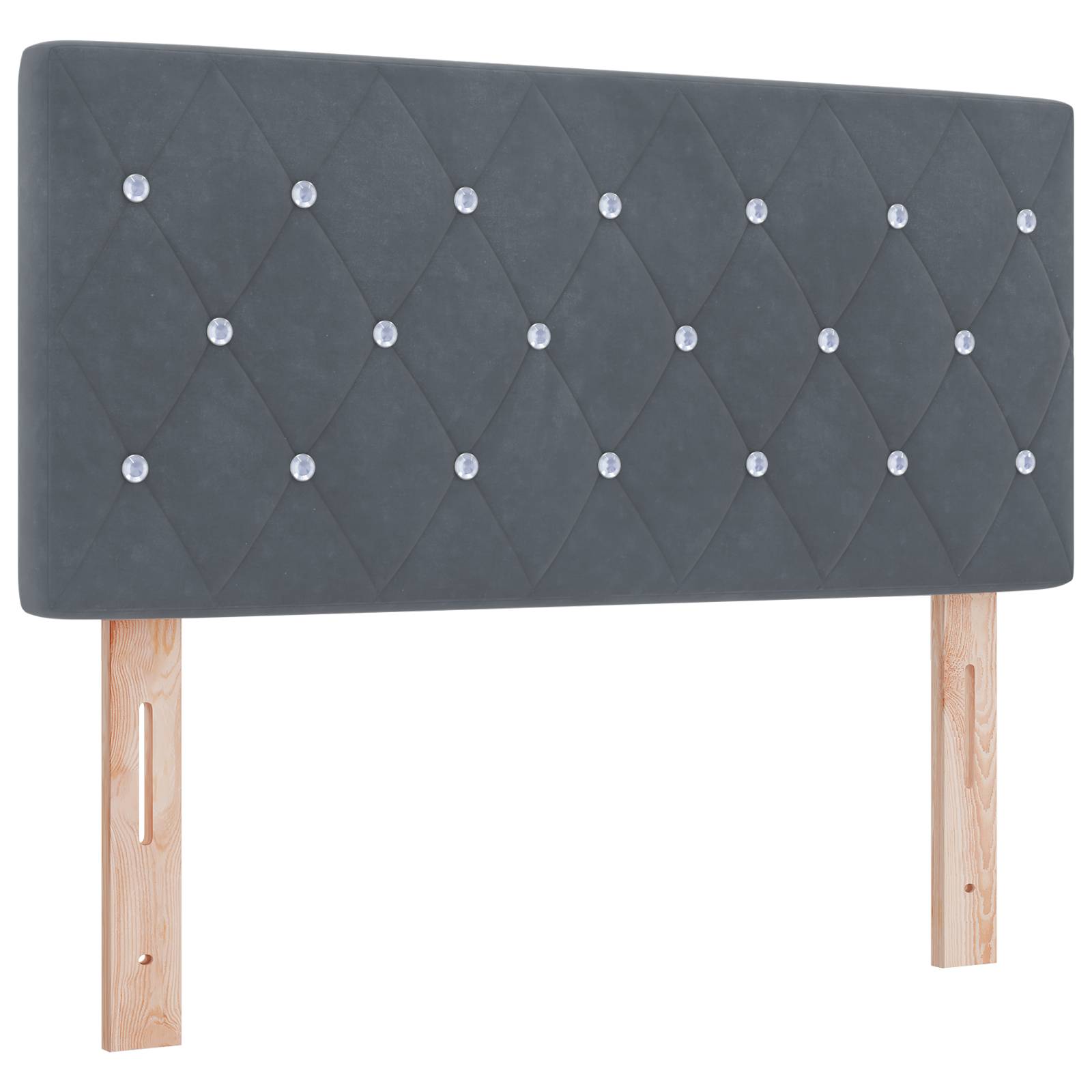 vidaXL LED Kopfteil Kristallknopf-Steppung Dunkelgrau 90 cm Samt