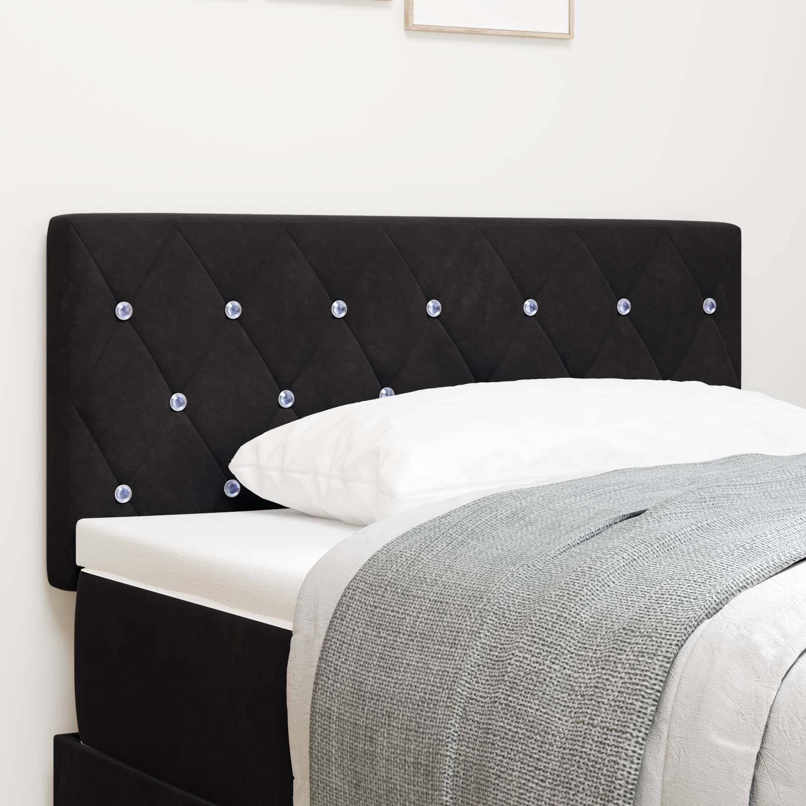 vidaXL LED Kopfteil Kristallknöpfe Schwarz 100 cm Samt