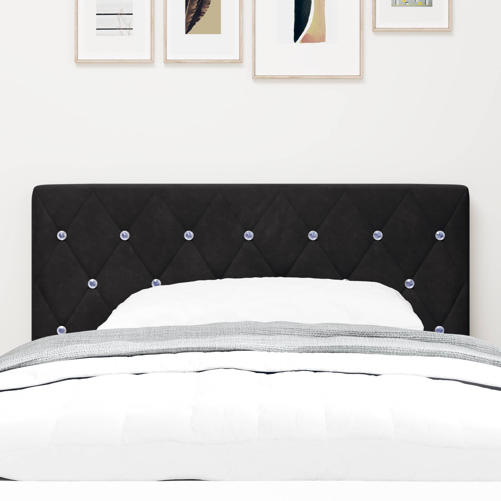 vidaXL LED Kopfteil Kristallknöpfe Schwarz 100 cm Samt