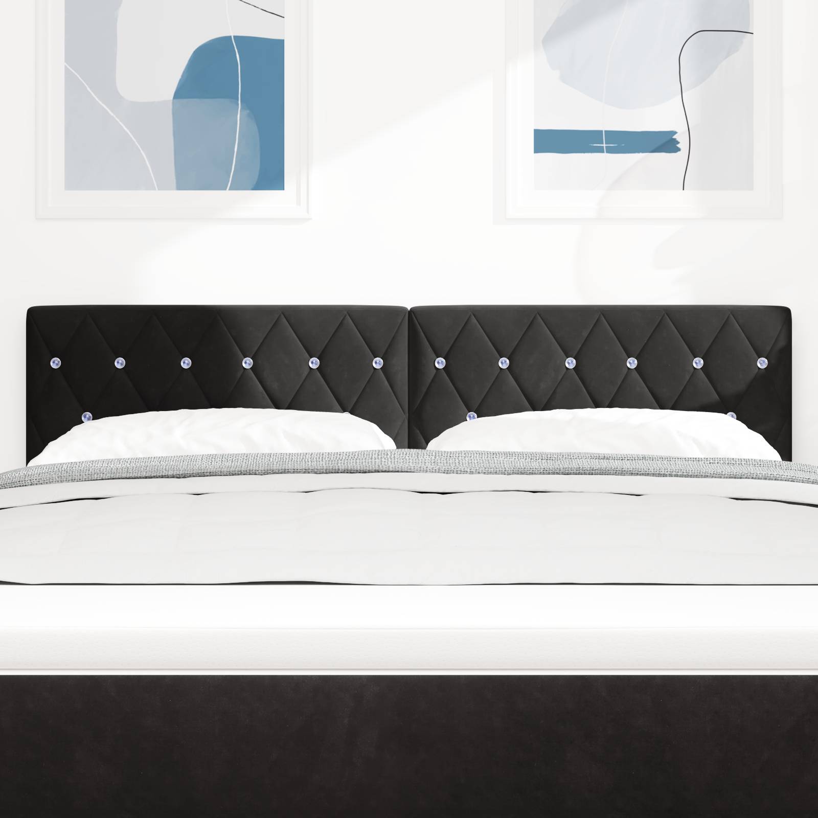 vidaXL Kopfteil mit Kristallknöpfen Schwarz 140 cm Samt