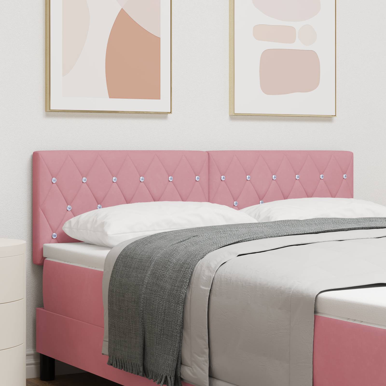 vidaXL LED Kopfteil Kristallknopf Gepolstert Rosa 72 cm Samt