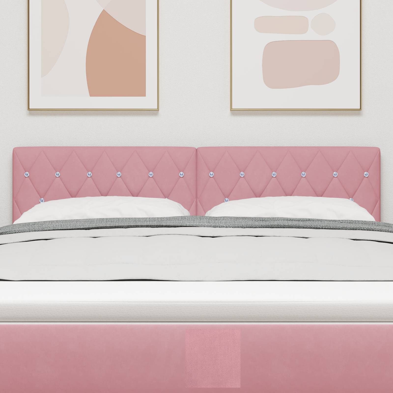 vidaXL LED Kopfteil Kristallknopf Gepolstert Rosa 72 cm Samt