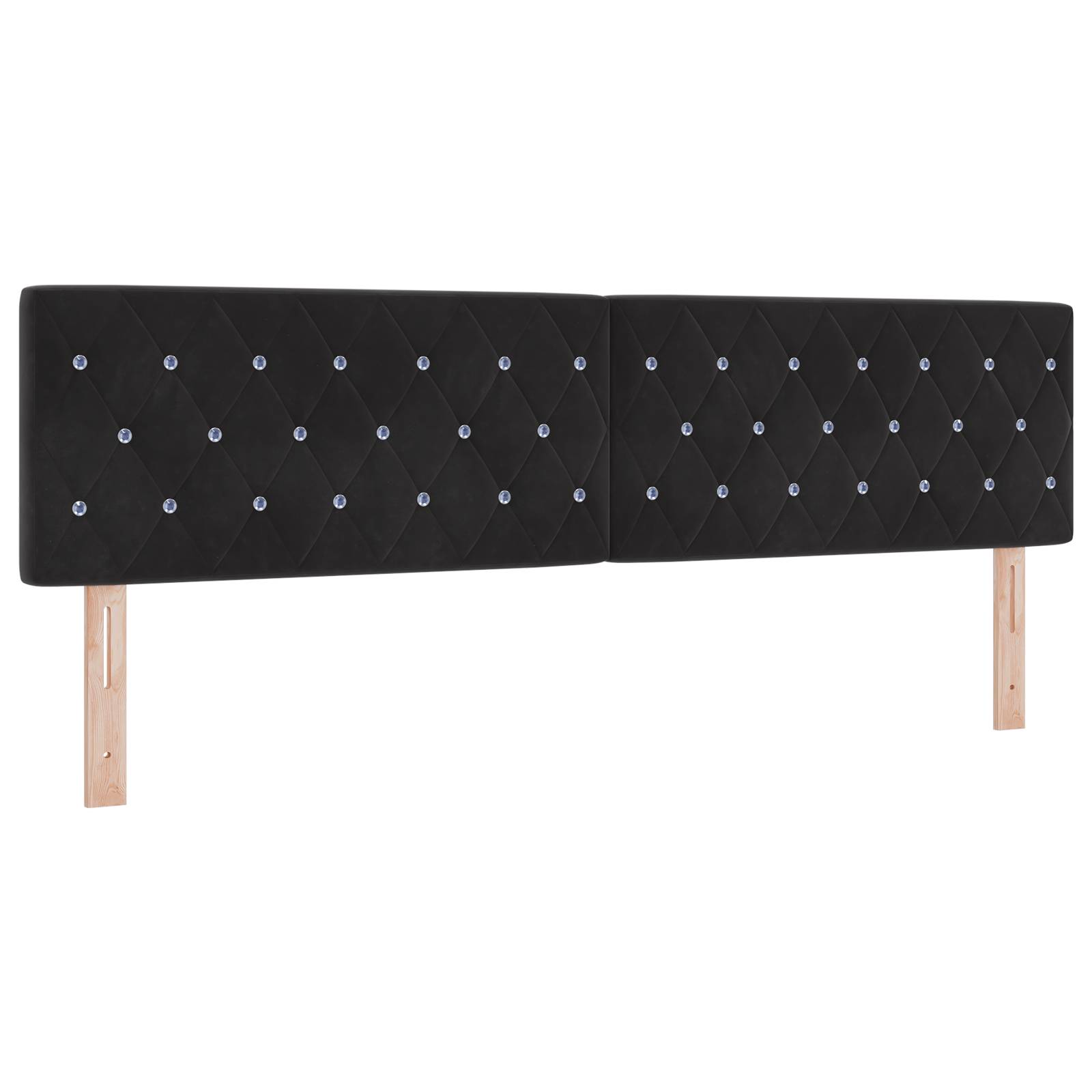 vidaXL Kopfteil mit Kristallknöpfen Schwarz 180 cm Samt