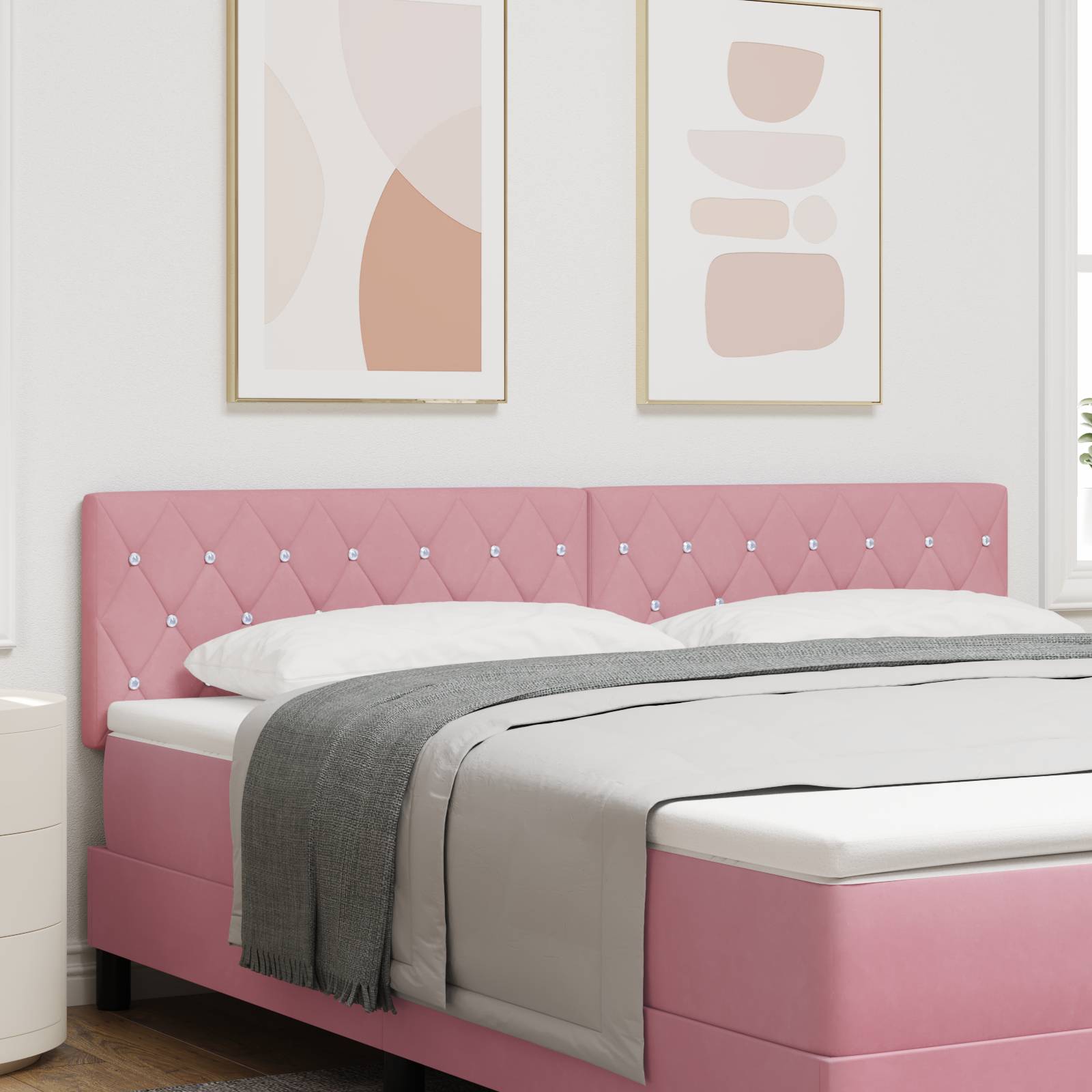 vidaXL Kopfteil mit Kristallknöpfen Rosa 180 cm Samt