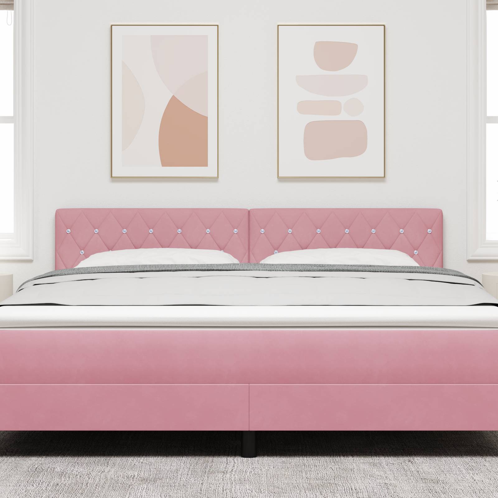 vidaXL Kopfteil mit Kristallknöpfen Rosa 180 cm Samt