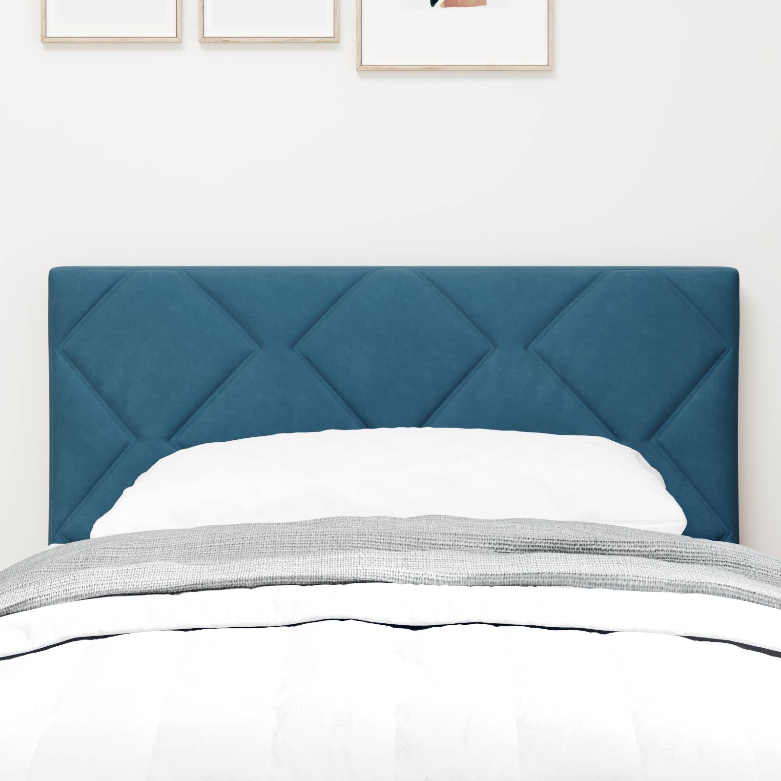 vidaXL LED Kopfteil Diamantblock Design Dunkelblau 80 cm Velvet
