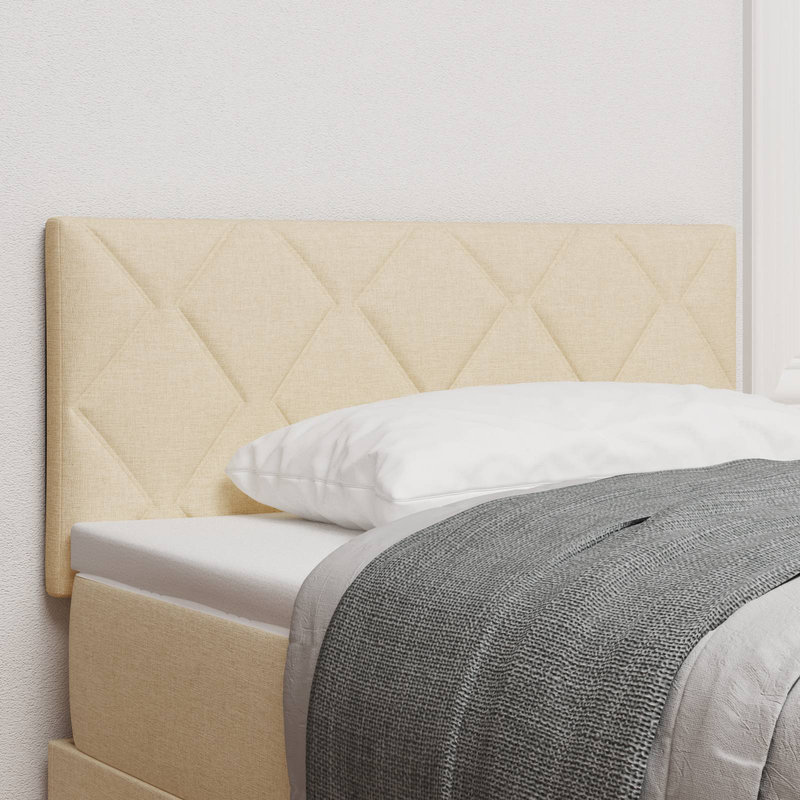 vidaXL Kopfteil mit Rautenmuster Creme 100 cm Stoff