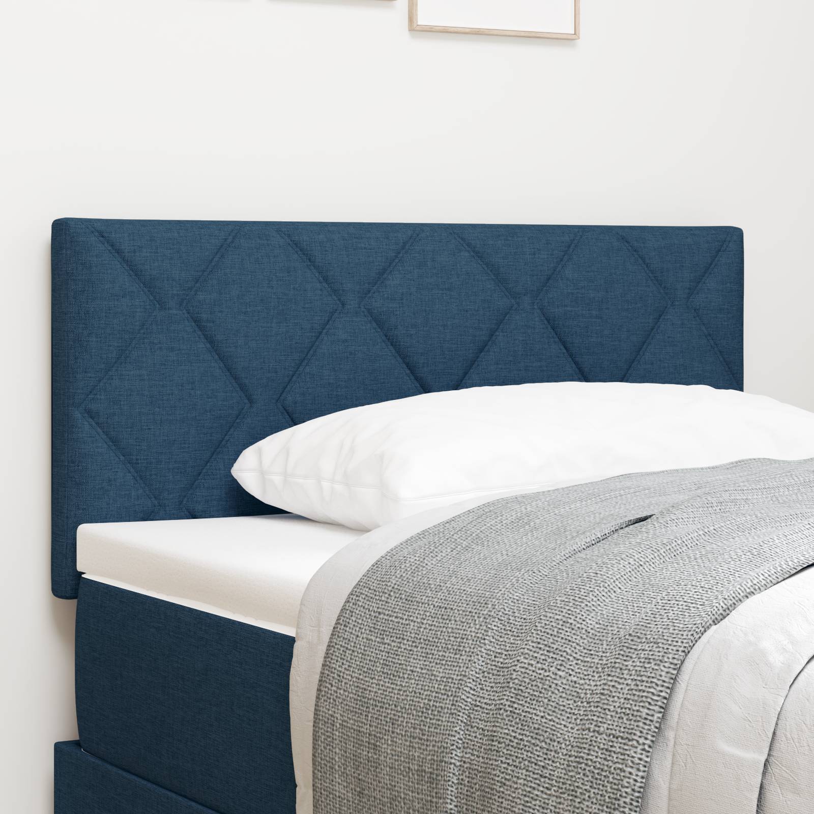 vidaXL LED Kopfteil Rautenmuster Blau 90 cm Stoff