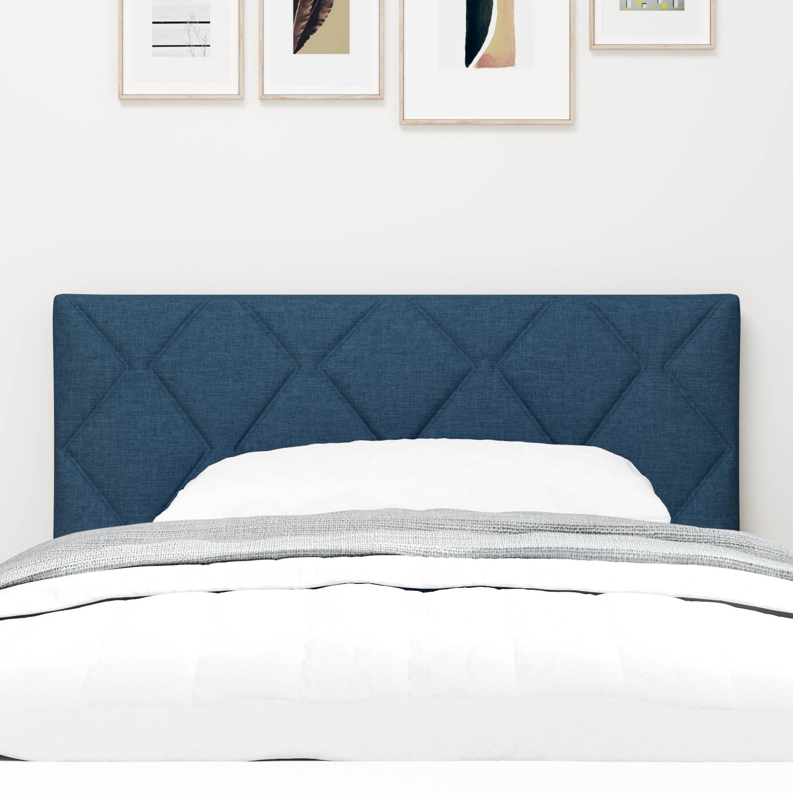 vidaXL LED Kopfteil Rautenmuster Blau 90 cm Stoff