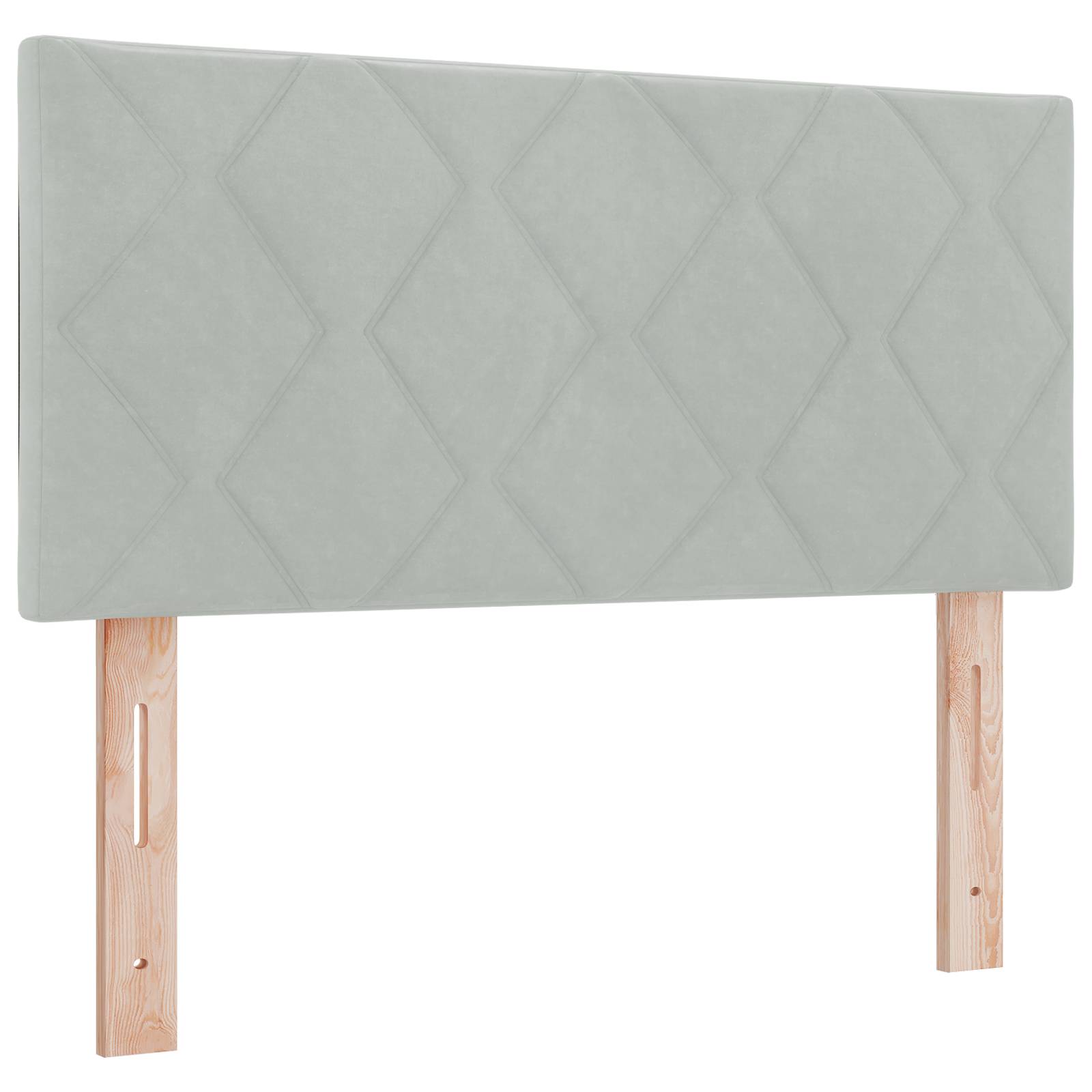 vidaXL LED Kopfteil Diamantblöcke Design Hellgrau 90 cm Velours