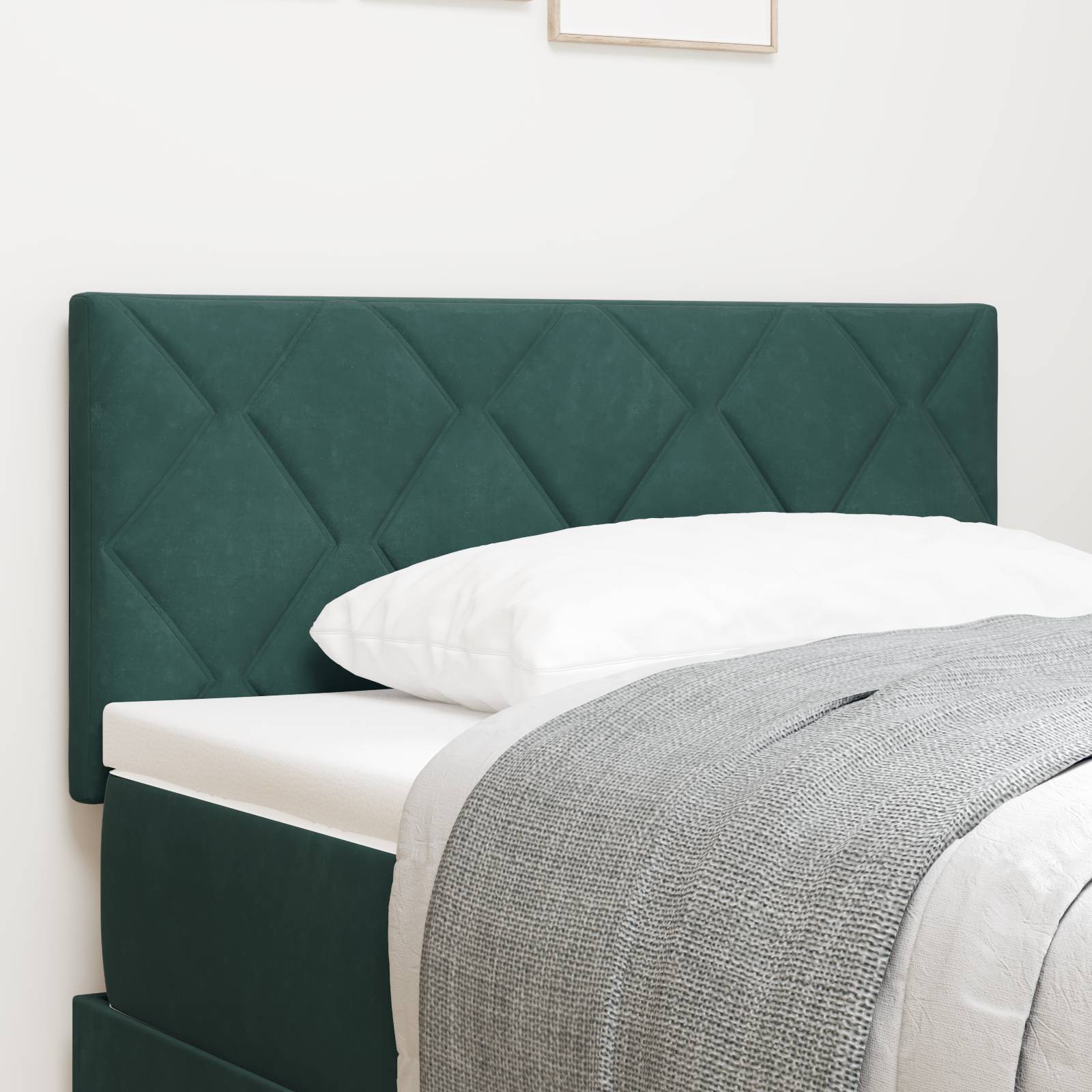 vidaXL LED Kopfteil Diamantblockdesign Dunkelgrün 90 cm Samt