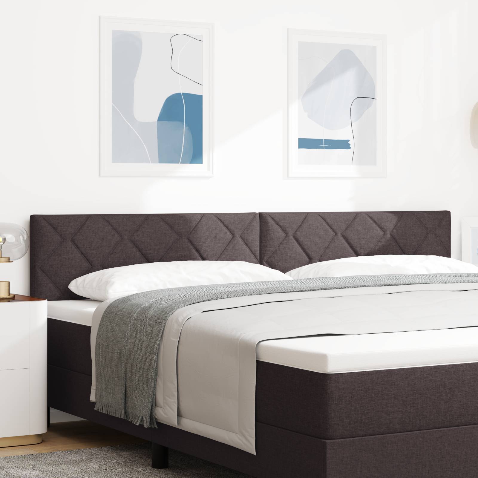 vidaXL LED Kopfteil Rautenmuster Dunkelbraun 200 cm Stoff