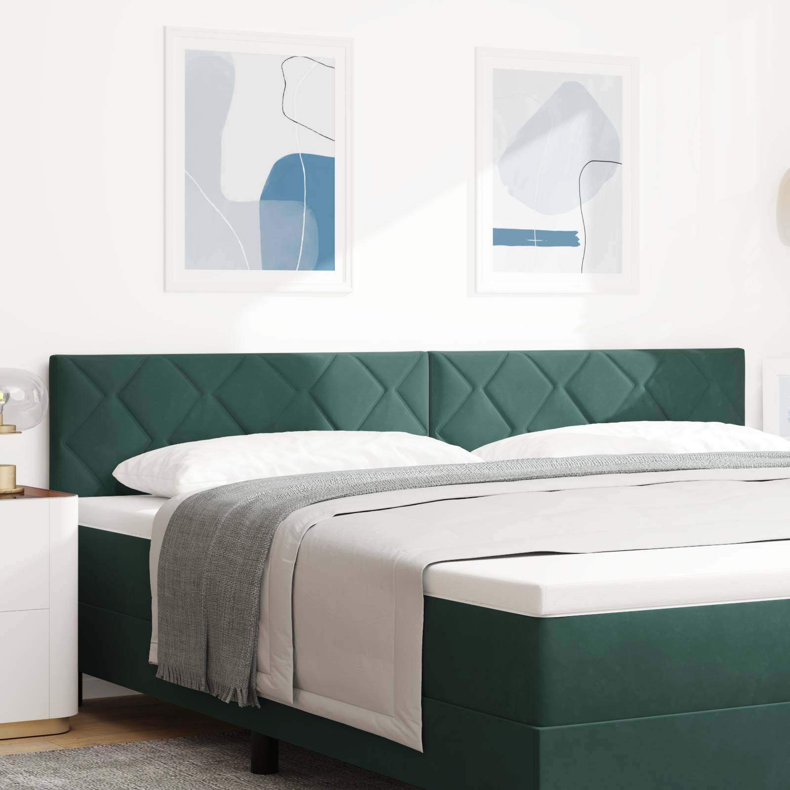 vidaXL Kopfteil mit Diamantblock-Design in Dunkelgrün 200 cm Velvet