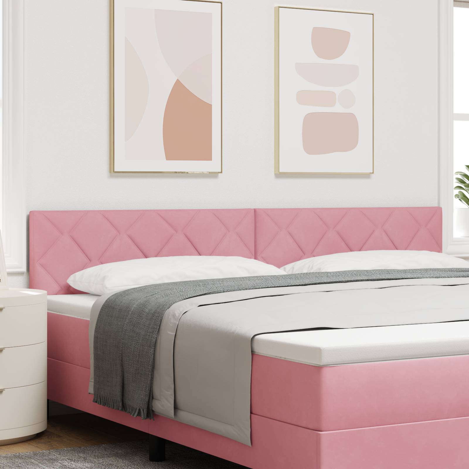vidaXL Pinkes Diamant-Blockkopfteil 200 cm aus Samt