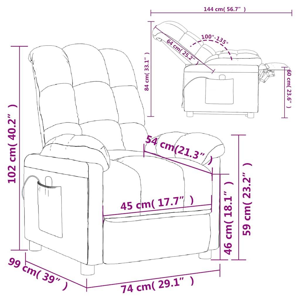 vidaXL Massagesessel Taupe Stoff