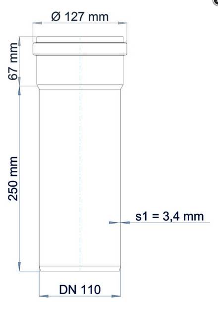 POLOPLAST POLO-KAL NG, Steckmuffenrohr, DN 110, Stange mit 250mm, 1 Stk.