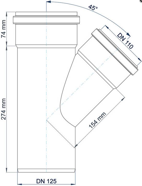 PoloPlast Abzweig PKEA Polo-Kal NG DN 125/110 45Grad