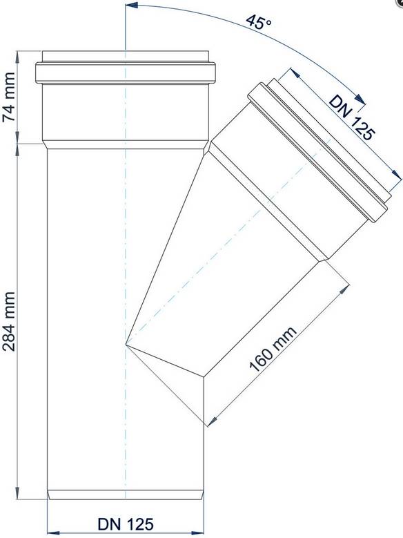 PoloPlast Abzweig PKEA Polo-Kal NG DN 125/125 45Grad