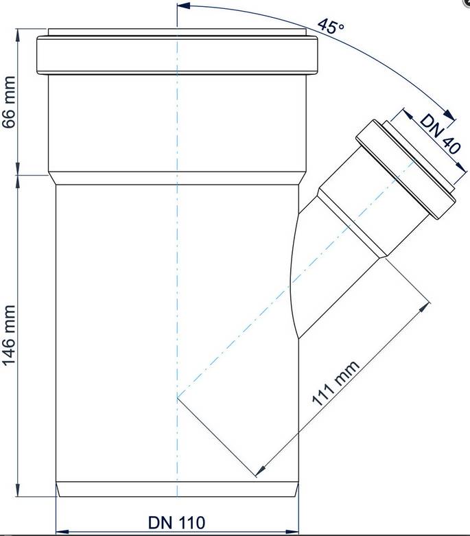PoloPlast Abzweig PKEA Polo-Kal NG DN 110/40 45Grad