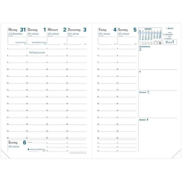 Kalender Geschäft 10x15cm 13 Monaten Leder Tania koralle 2026