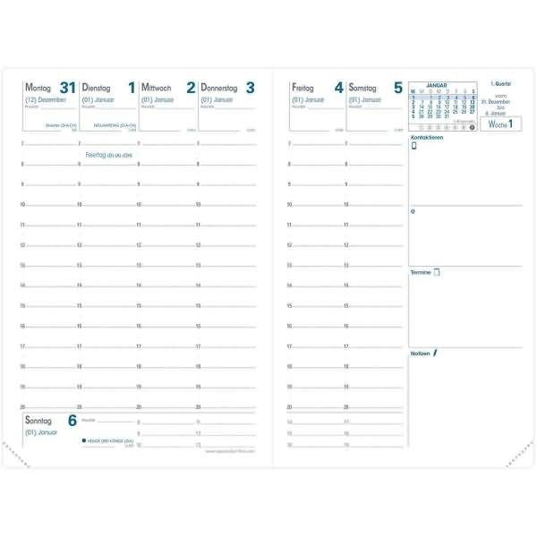 Kalender Geschäft 10x15cm 13 Monaten Leder Tania wassergrün 2026