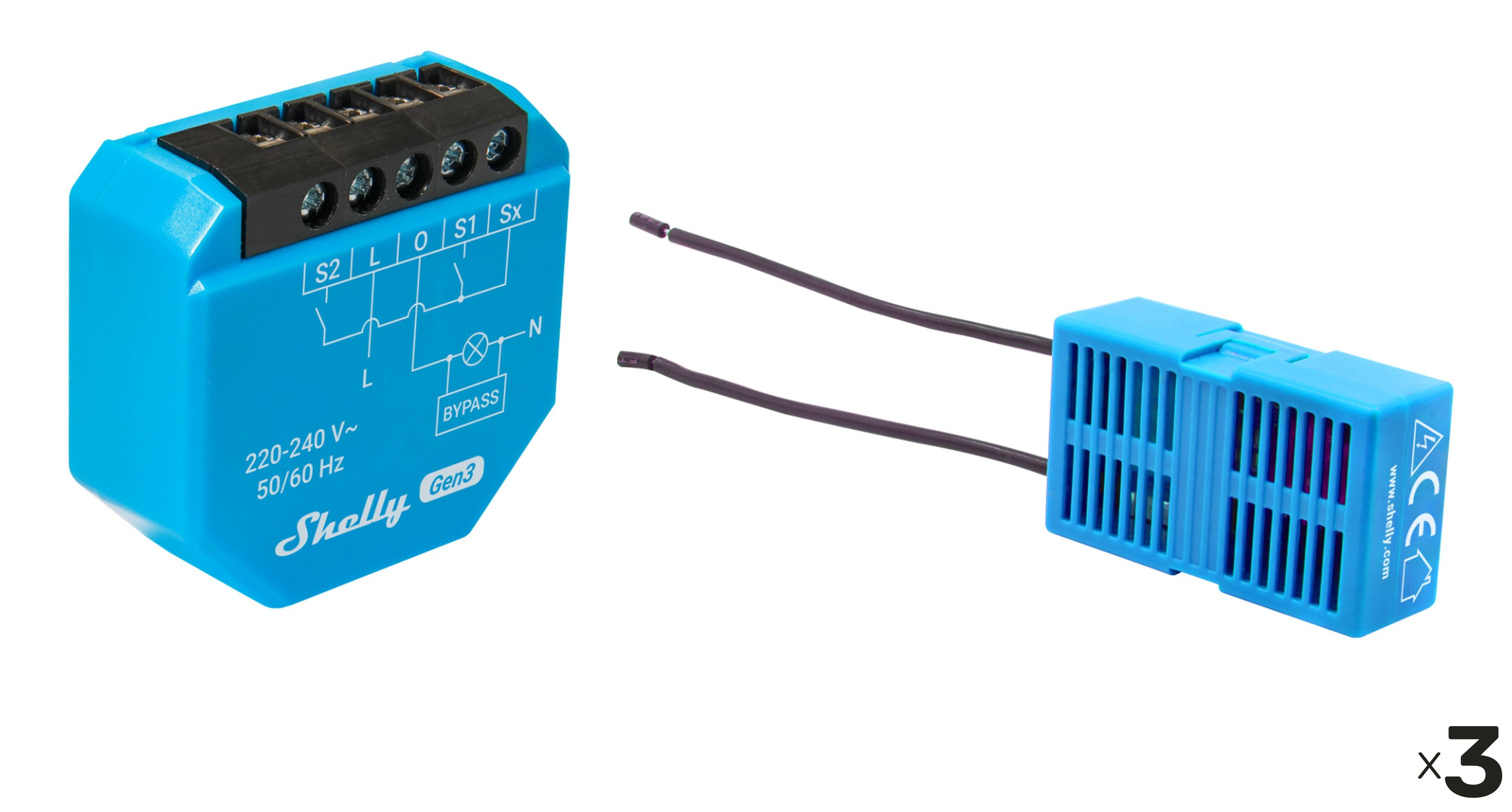 SHELLY Unterputz-Schalter 1L Gen3, WLAN, Bluetooth, 3 Stück