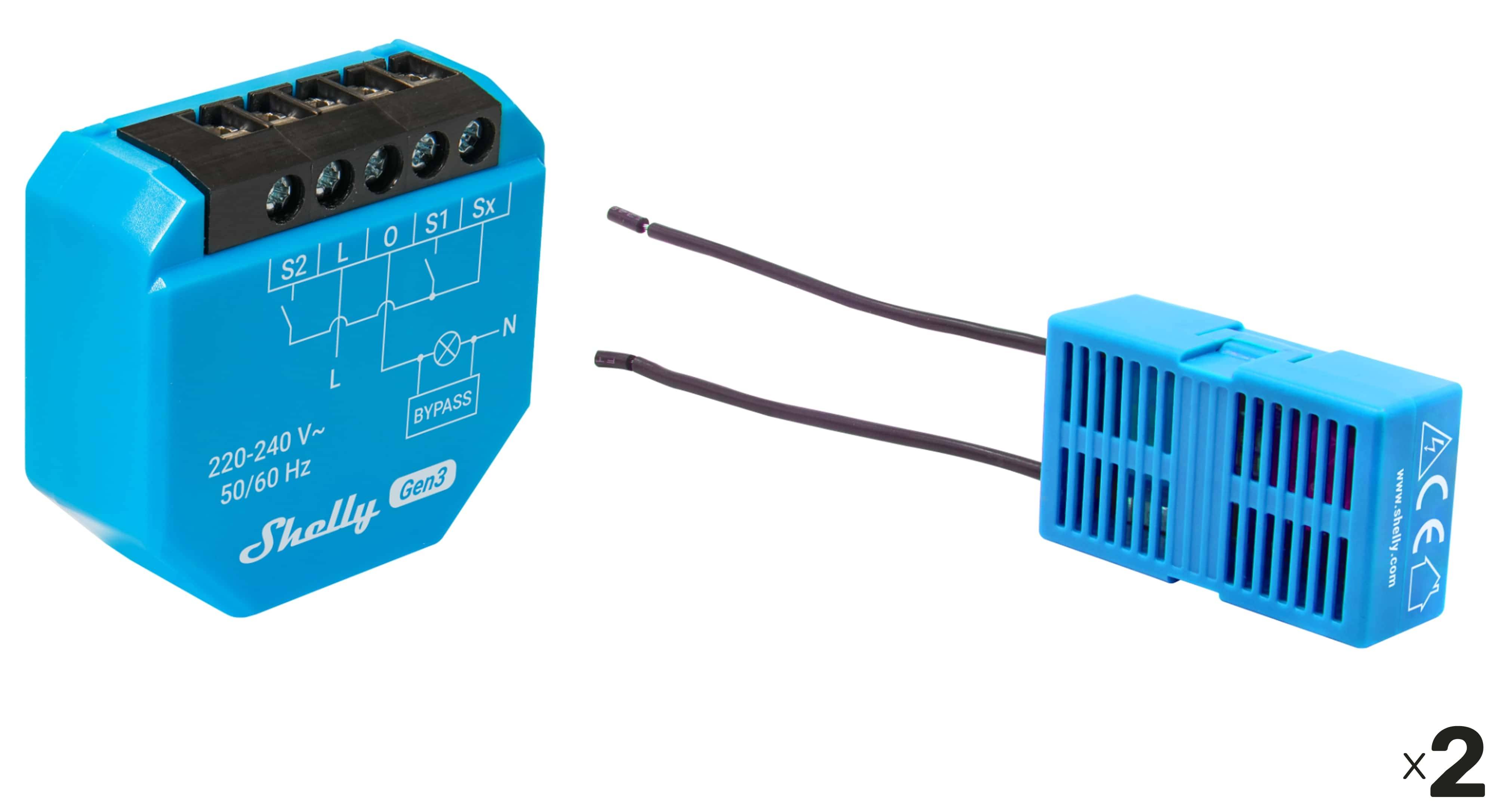 SHELLY Unterputz-Schalter 2L Gen3, 2-Kanal, WLAN, Bluetooth, 2 Stück