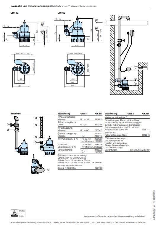 HOMA Schmutzwasser-Tauchmotorpumpe Bully C 140 WA