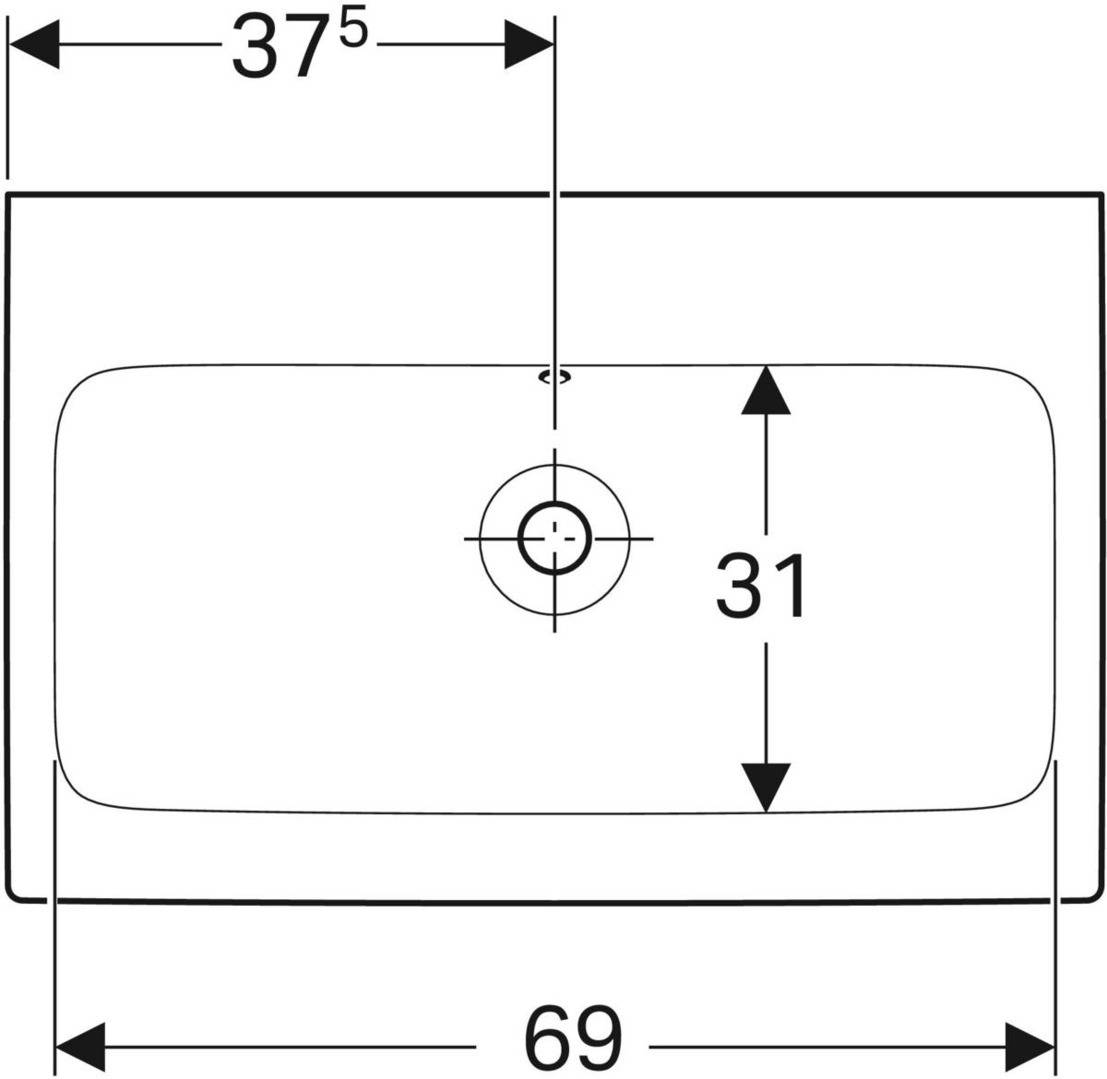 Geberit Waschtisch iCon ohne Hahnloch, mit ÜL 750x485mm weiß