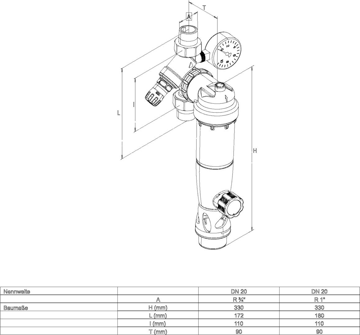 SYR Rückspülfilter Duo DFR mit Druckminderer DN 25