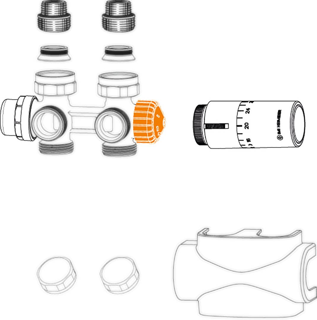 IMI Heimeier Multilux 4 - Eclipse - Set Halo m automatischer Durchflussregelung weiss