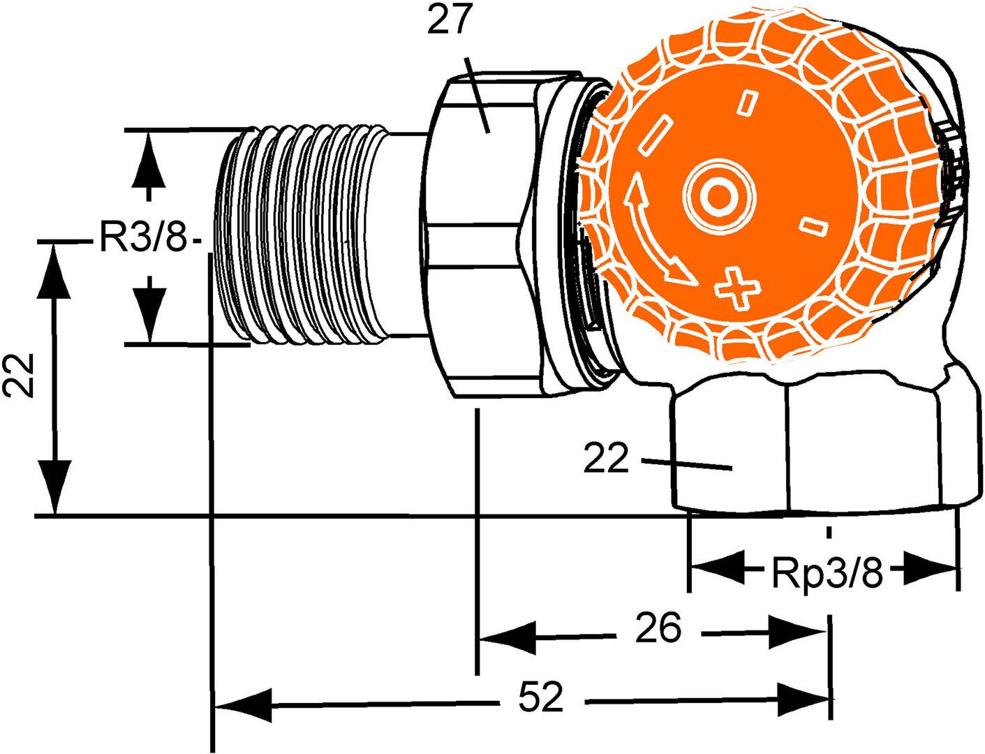 IMI Heimeier Robinet thermostatique-UT Eclipse angle à 90°, droit DN10