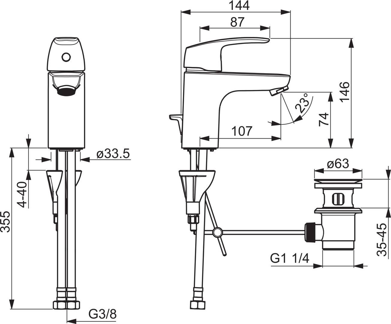 Hansa Waschtisch-Hebelmischer Hansapinto Neu mit Ablaufgarnitur chrom