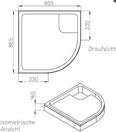 Schedel Brausewannenträger f S100 Acr. Viertel BRW SL 900x900x35mm