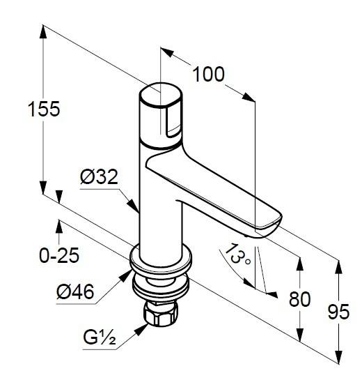 Kludi Standventil Auslaufhöhe 80mm verchromt