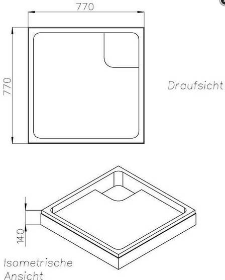 Schedel Brausewannenträger 800 x 800 x 35