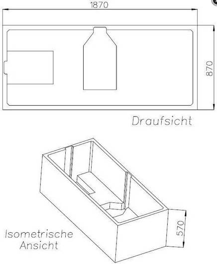Schedel S100 Badewannenträger f S100 Acr. EBW Mittelabl. 1900x900mm