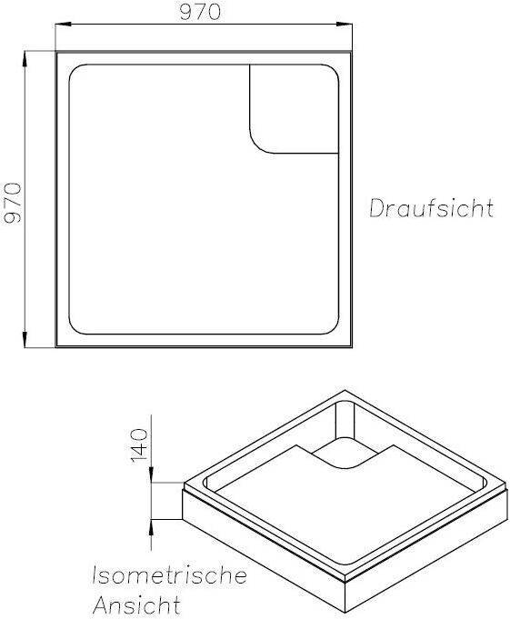 Schedel S100 Brausewannenträger 1000x1000x35mm