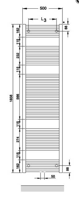 Zehnder O100 Badheizkörper 1856x500mm weiß (RAL 9016)