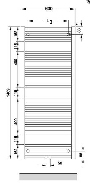 Zehnder O100 Badheizkörper 1469x600mm weiß (RAL 9016)