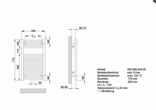 Zehnder O100 Badheizkörper 1100x500mm weiß (RAL 9016)