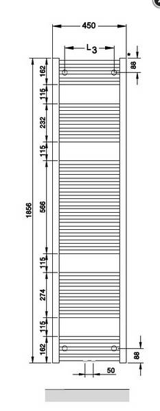 Zehnder O100 Badheizkörper 1856x450mm weiß (RAL 9016)