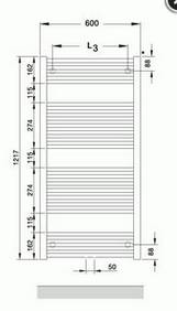 Zehnder O100 Badheizkörper 1217x600mm weiß (RAL 9016)