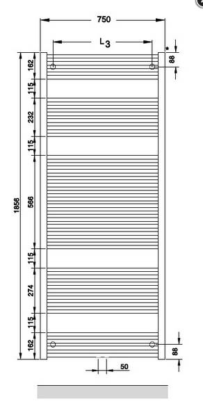 Zehnder O100 Badheizkörper 1856x750mm weiß (RAL 9016)