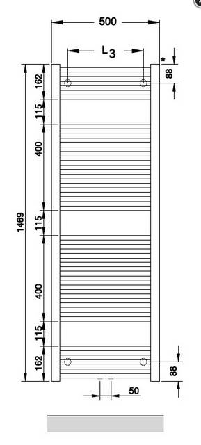Zehnder O100 Badheizkörper 1469x500mm weiß (RAL 9016)
