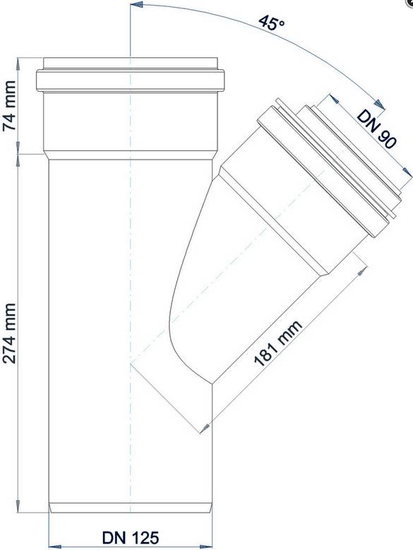 PoloPlast Abzweig PKEA Polo-Kal NG DN 125/90 45Grad