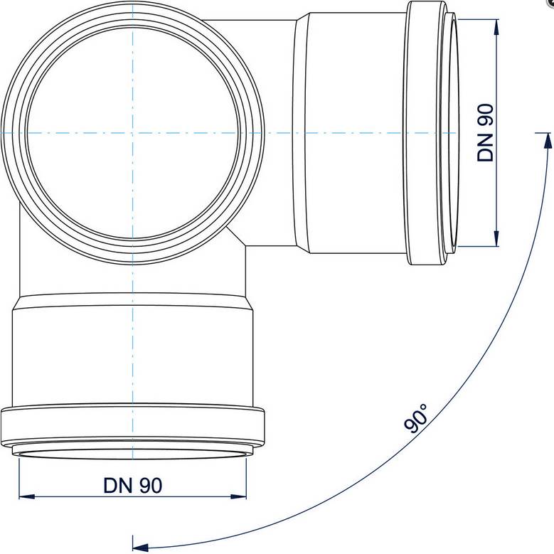PoloPlast Eckdoppelabzweig PKEDA Polo-Kal NG DN 90/90/90 87,5Grad