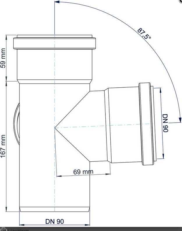 PoloPlast Eckdoppelabzweig PKEDA Polo-Kal NG DN 90/90/90 87,5Grad