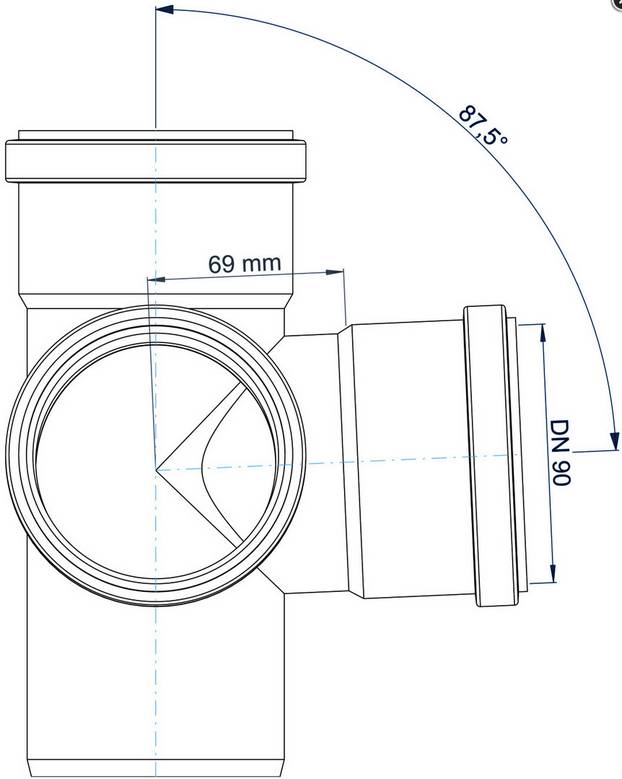 PoloPlast Eckdoppelabzweig PKEDA Polo-Kal NG DN 90/90/90 87,5Grad